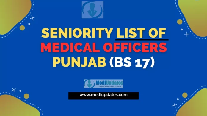 Seniority List of Medical Officers Punjab (BS 17)